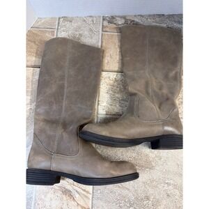 Kenneth Cole Reaction Womens Tall Boots Taupe Leather Riding Style Size 7.5